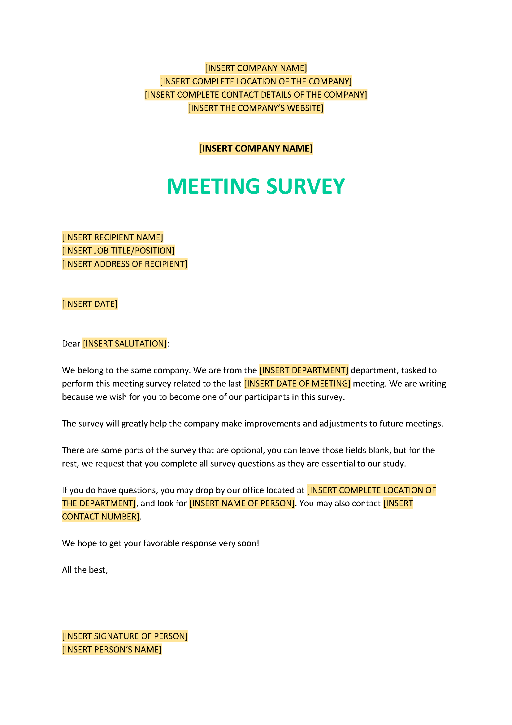 Meeting Survey Template